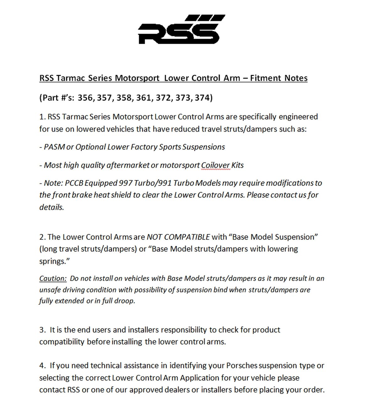 RSS 3-256 Inner Spherical Bearing (Mono-ball) End Kit - Set of 2 - Porsche 981 GT4 - Hinz Motorsport